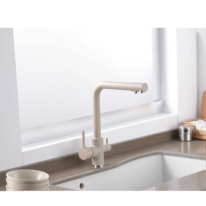 Кран для кухни с фильтрованной водой латунь поворот на 360 градусов двойной