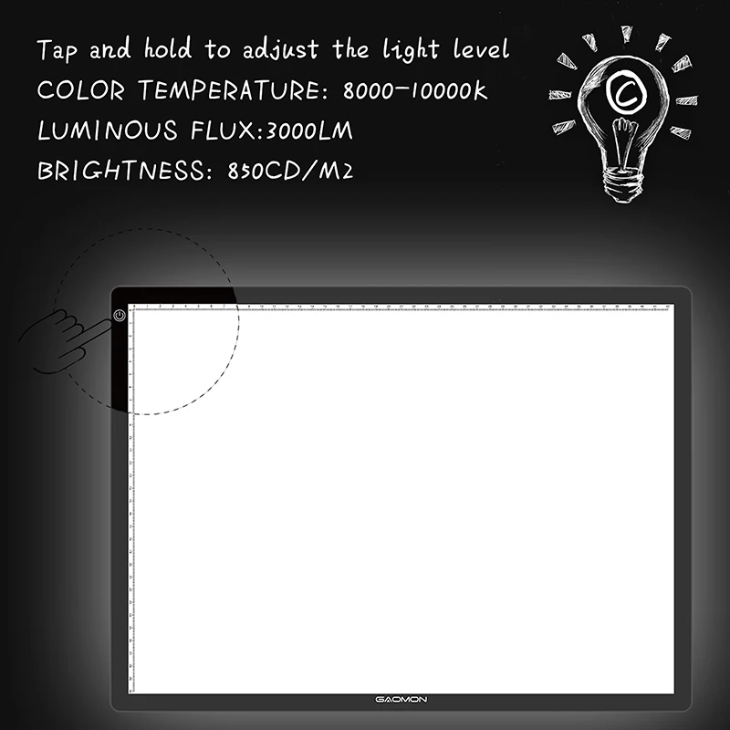 GAOMON GA3 Led Light Pad PC Panels Professional Tattoo Light Pad Cartooning Light Boxes Handwriting LED Tracing Boards enlarge