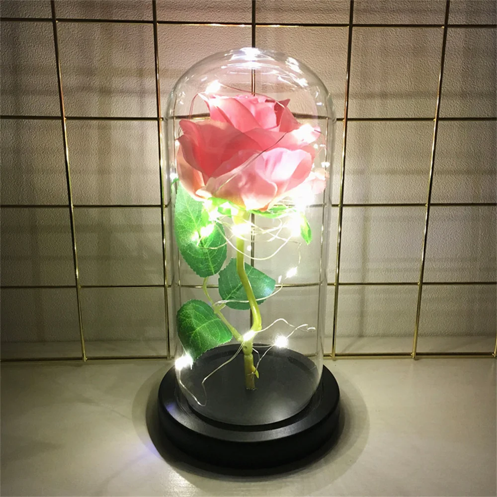 

Valentines Day Gift for Girlfriend Eternal Rose LED Light Foil Flower In Glass Cover Mothers Day Wedding favors Bridesmaid Gift