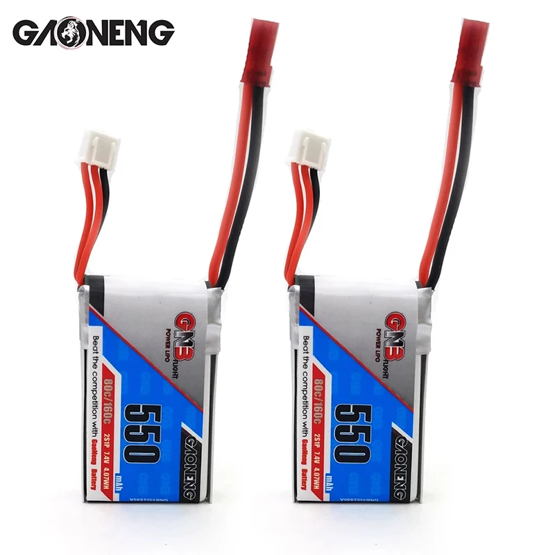 Gaoneng-bater&iacute;a Lipo GNB para Dron de carreras, 550mAh, 2S, 7,4 V, 80C/160C, JST, XT30, enchufe para Aurora 90, Emax, babyhawk, Mini FPV, 2 piezas-0