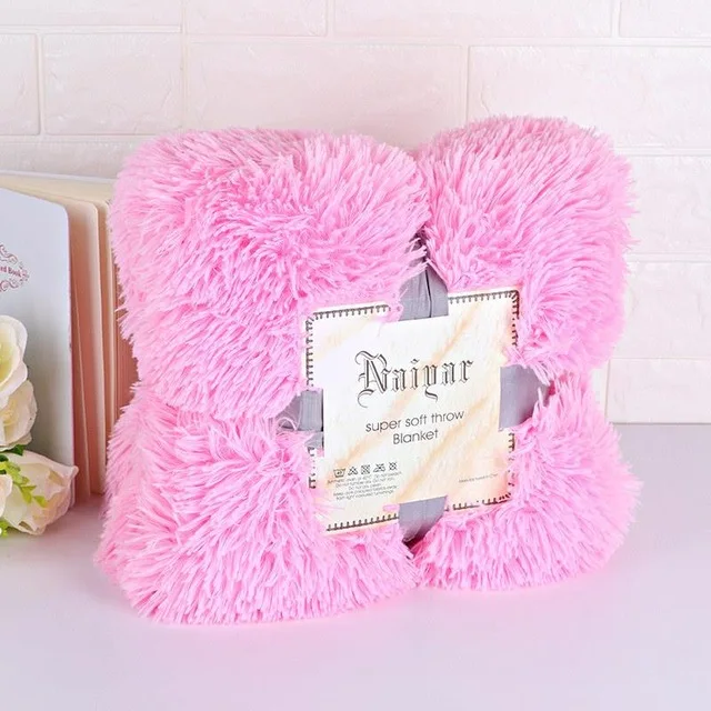 light pink Ворсистое покрывало из микротонкого меха, Пушистый Зимний лежак, флисовый уютный мягкий одеяло на искусственном меху, теплые мягкие одеяла, толстые - Цвет: light pink