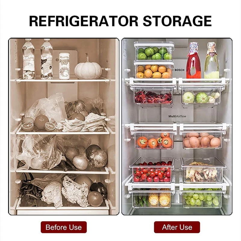 Fridge Organizer Drawer Refrigerator Pull Out Storage Bins Containers for Fruit Vegetable | Дом и сад