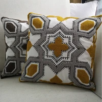 emboridery cushion cover coffee yellow grey geometric pillow case forhome decorative 45x45cm sofa bed living room bed room