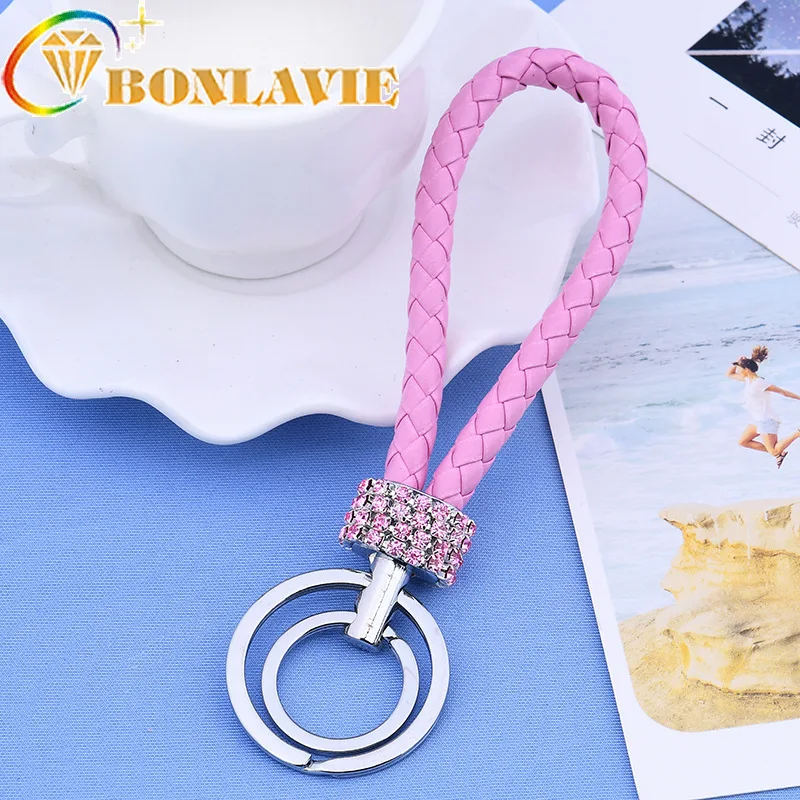 Новый брелок для ключей из кожзаменителя с кристаллами оригинальная