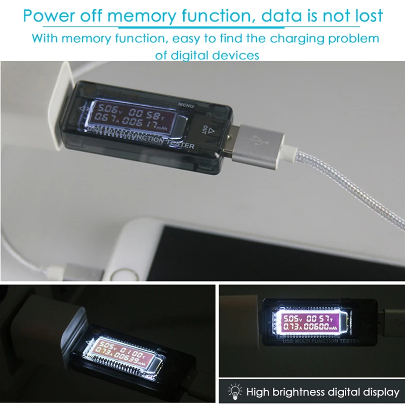 USB детектор с ЖК дисплеем тестер емкости и напряжения для зарядных устройств