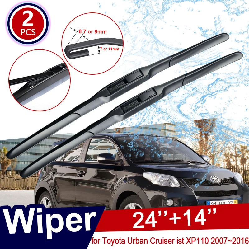 Купи Car Front Rear Wiper for Toyota Urban Cruiser 2 II Ist XP110 2007~2016 Windscreen Wipers Blades Accessories 2008 2009 2012 2013 за 673 рублей в магазине AliExpress
