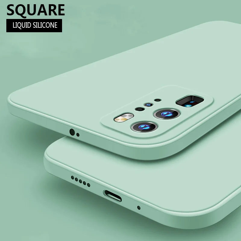 

Original Square Liquid Silicone Case For Huawei Y7A P Smart 2021 P50 Pro P40 Lite 5G P30 Honor 10i 20 30S 8X 9X Matte Soft Cover