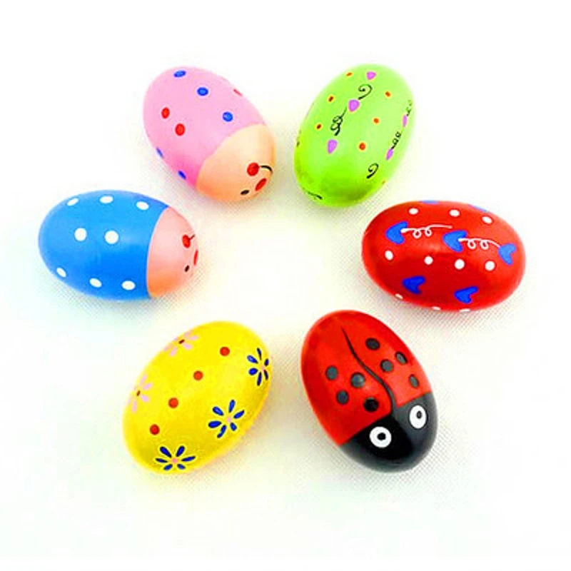 

6pcs Wooden Percussion Musical Eggs Maracas Egg Shakers Baby Toy Noise Maker