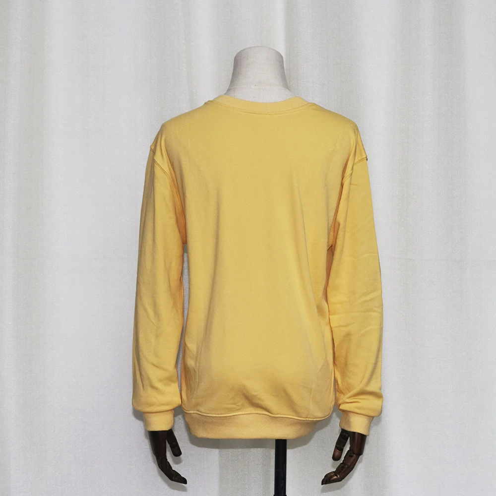 Женский свитер с длинными рукавами желтый винтажный Хлопковый пуловер вышивкой