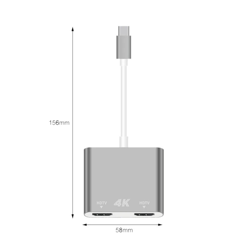 Адаптер конвертер Type C to HDMI 4K 1 вход 2 выхода HD TV сплит экран видео кабель для Mac Air Pro