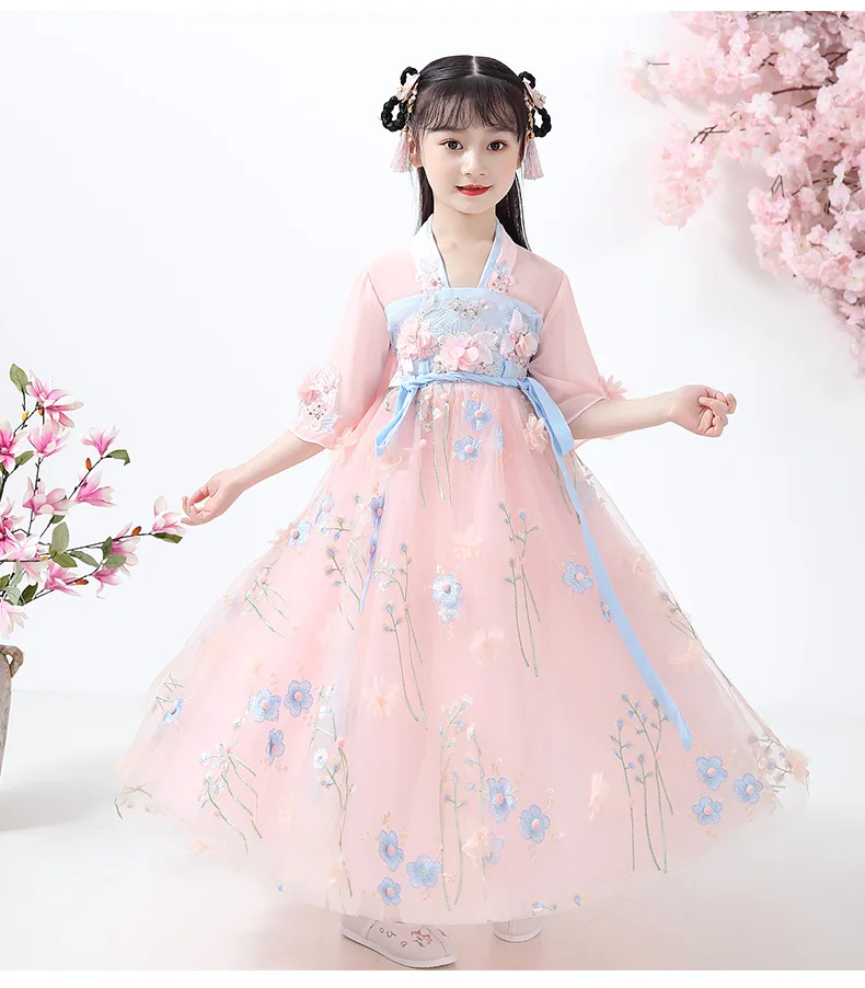 

Han chinese cloth Pink princess girl Chinese style dress ancient style summer dress Tang dynasty costume