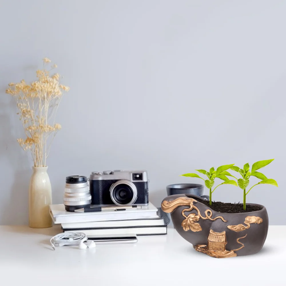 

Retro Style Ceramic Flower Pot Succulents Container Ornament for Home Office