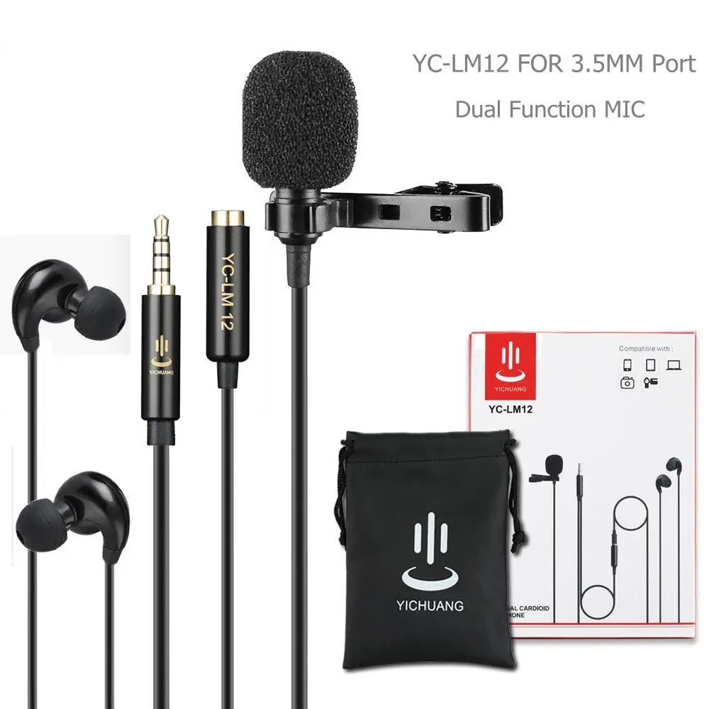 YC-LM10 II YC-LM12 портативный микрофон конденсаторный клип на лацкане петличный микрофон проводной Mikrofo/Microfon для iPhone X 8 7 CANON - Цвет: YC-LM12