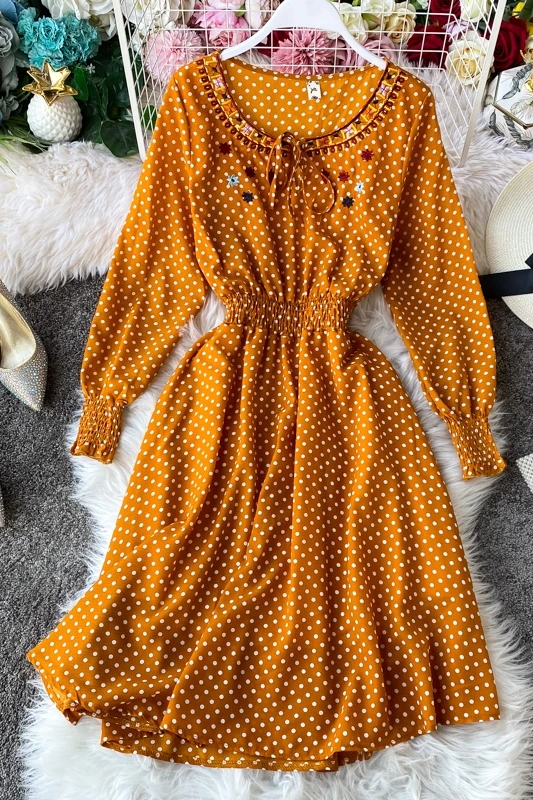 Женское платье с круглым вырезом и пышными рукавами новинка 2019|Женские платья| |