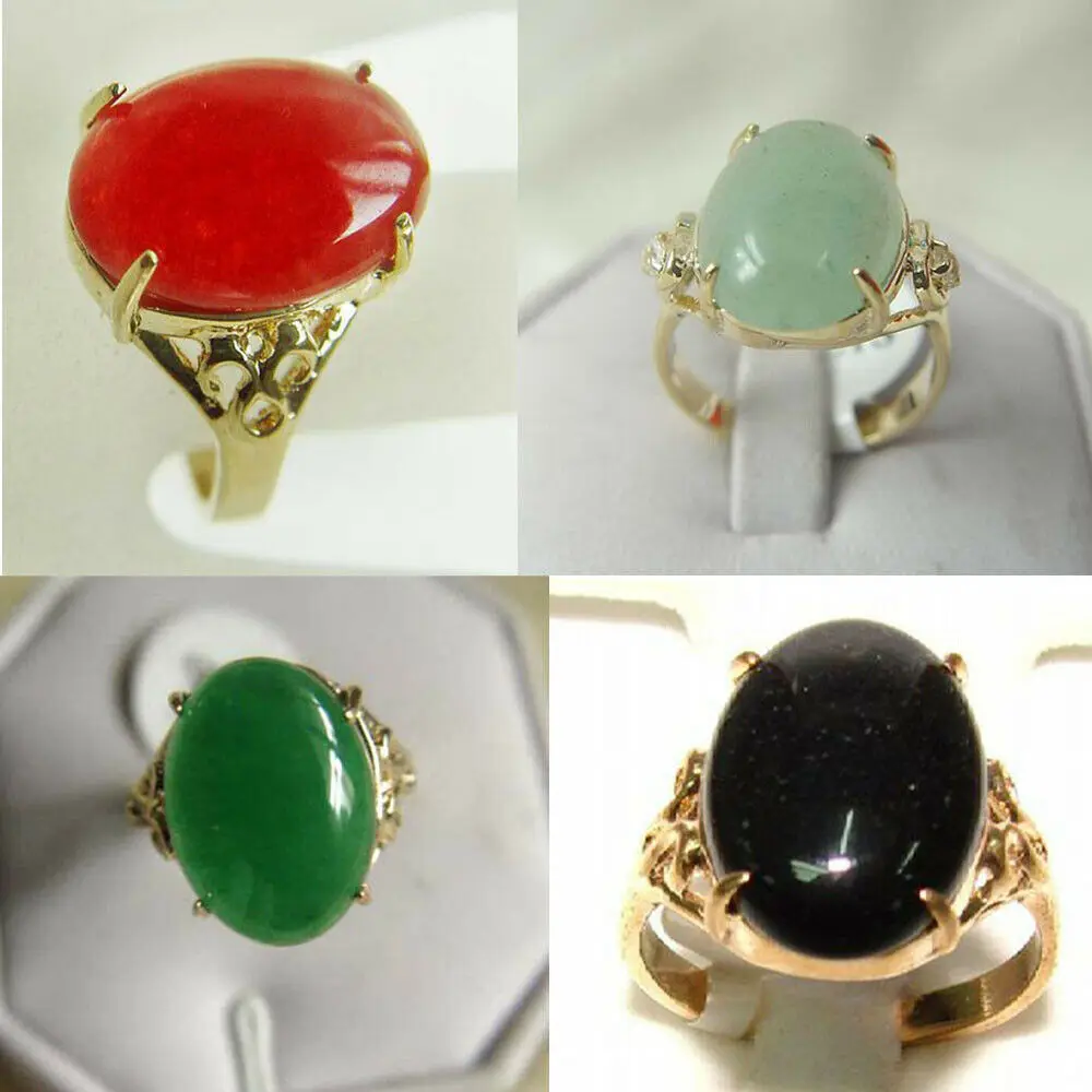 

Кольцо женское с натуральным камнем, зеленое, красное, черное