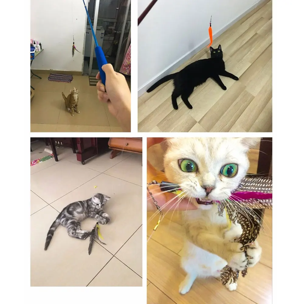 1 шт. кошка перо игрушки Дразнилка для кошки Выдвижной Поводок занятий спортом