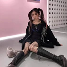 Кофта на молнии, с капюшоном, в готическом стиле, одежда оверсайз, размера плюс