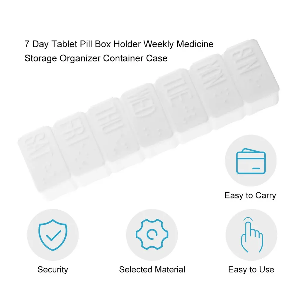 1pc One Week 7-days Small Medicine Pill Drug Box Mini Pillbox Container Non-removable Plastic Case Holder | Дом и сад