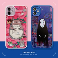 spirited away tonari no totoro no face man phone case for iphone 12 11 x xs max xr 8 7 plus se2 luxury plating lens soft cover