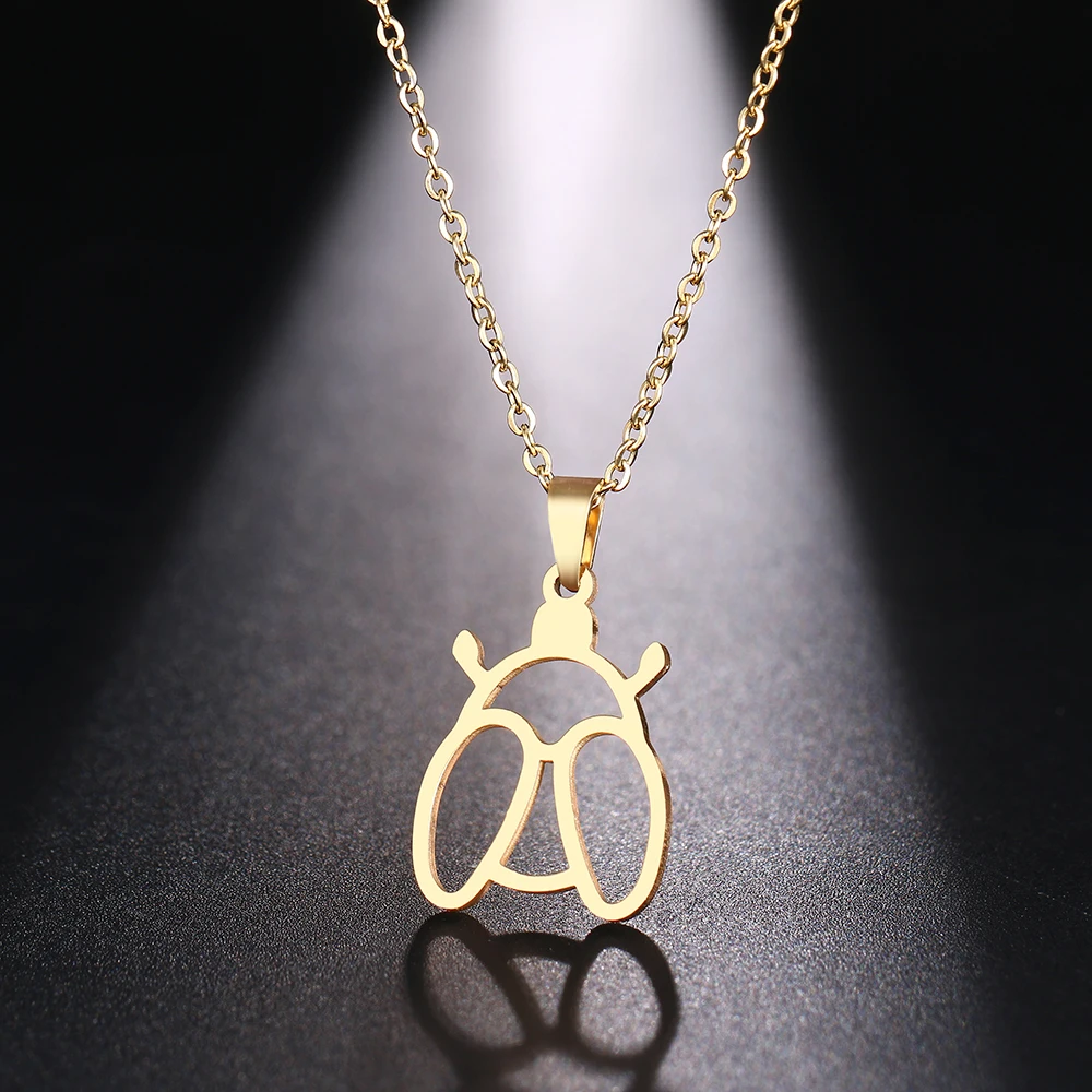 DOTIFI ожерелье из нержавеющей стали для женщин с божьей коровкой золотистого и