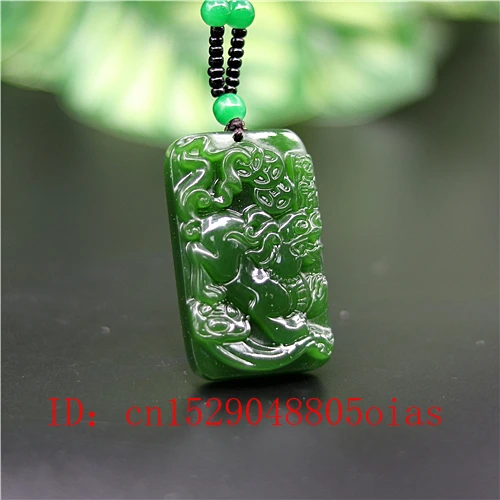 Натуральный зеленый китайский нефритовый кулон Pixiu ожерелье очаровательное