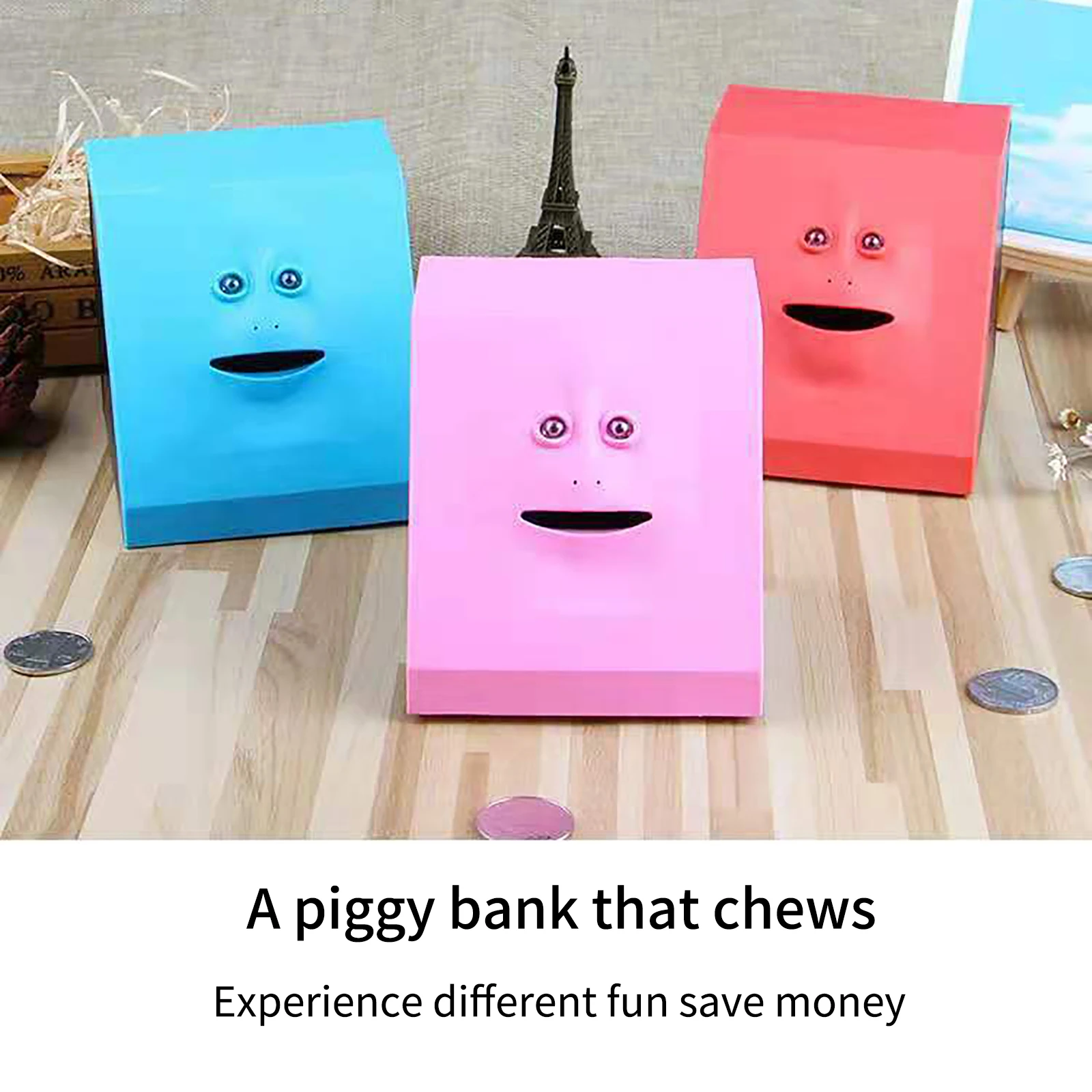 

Fun Chewing Piggy Bank Face Money Storage Eating Box Automatic Money Coin Saving Bank For Children Gift Machine Home Decoration