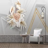 3d wallpaper modern fashion light luxury hand painted flowers geometric background wall mural stickers waterproof poster papel