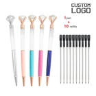 1 ручка + 10 стержней, Бесплатная индивидуальная логотипия, управление воздушным движением, алмазная металлическая шариковая ручка, школьные и студенческие подарочные офисные ручки