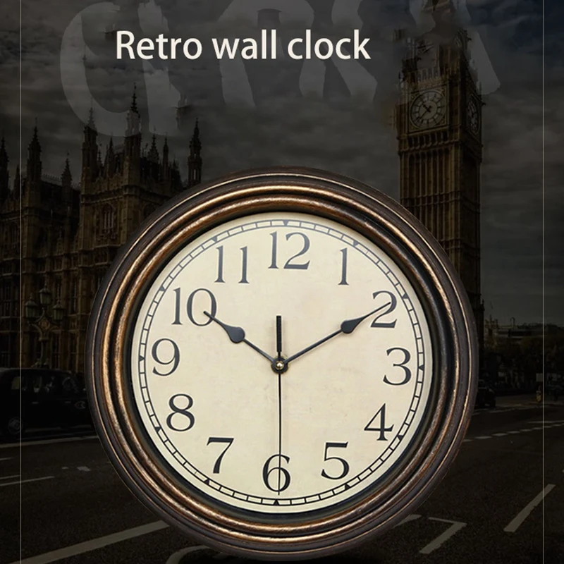 

12 Inch Silent Retro Wall Clock Quartz Decorative Table Dial Battery Non-Ticking Digital Clock for Bedroom