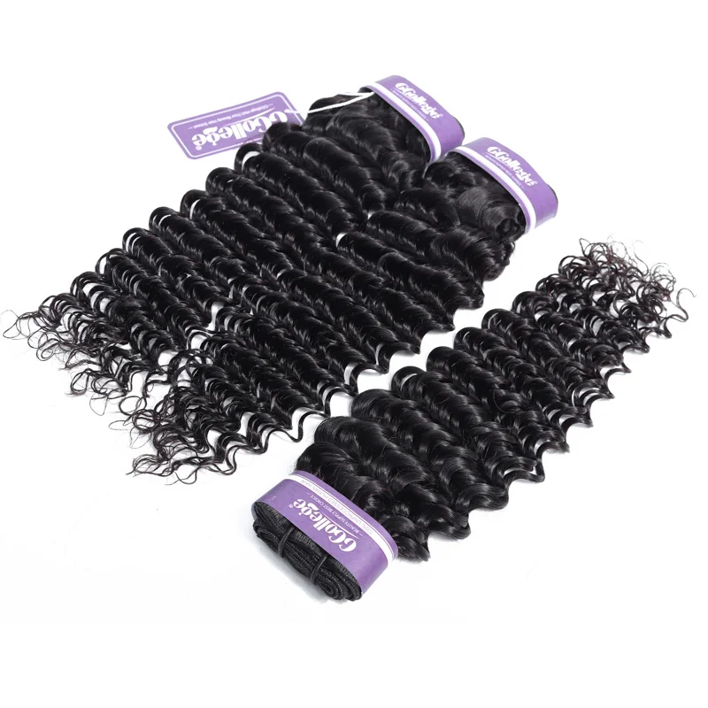 Глубокая волна пряди человеческих волос 2/3/4 30 дюймов Пряди колледж бразильские