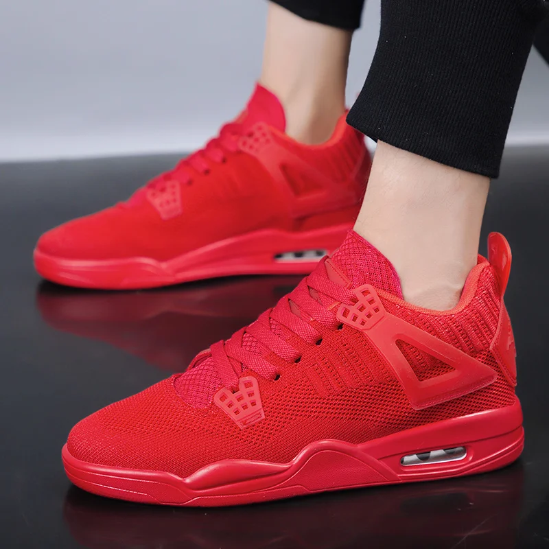 Кроссовки RUIFF мужские для баскетбола однотонные красные вязаные винтажные