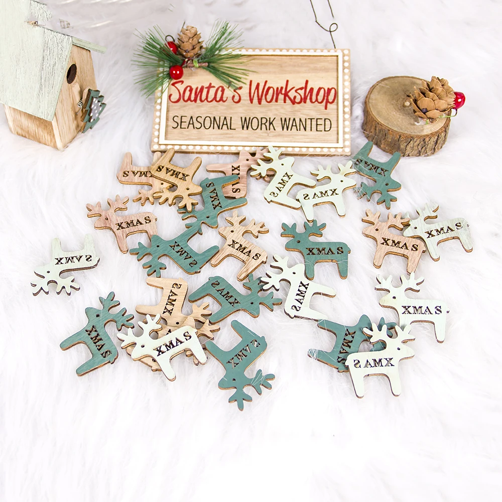 24 шт рождественские деревянные декорации креативные Подвески Снежинка/Угловые