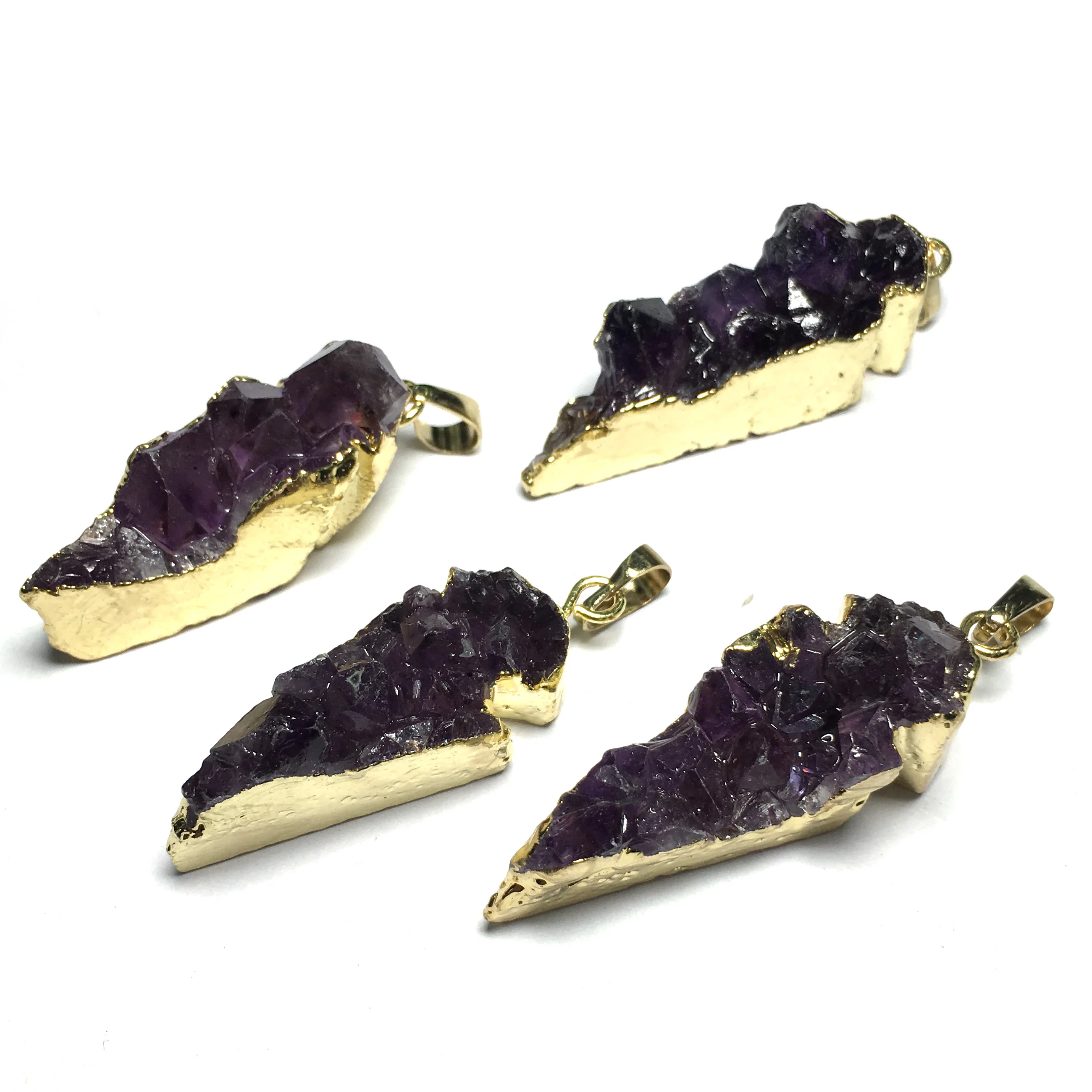 

Natural stone gem triangle purple crystal agate connector pendant handmade crafts DIY necklace jewelry accessories gift making
