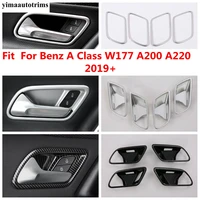 carbon fiber door handle bowl frame decor cover trim interior accessories for mercedes benz a class w177 a200 a220 2019 2022