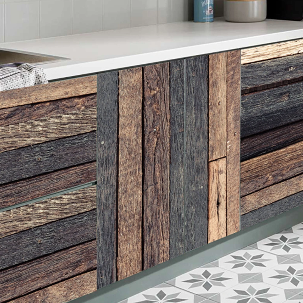 

7 pcs / Set Wood Grain Floor Tile Board Sticker DIY PVC Self-adhesive Kitchen Bathroom Desk Home Decoration Waterproof Sticker