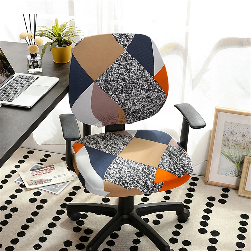 

Swivel Chair Slipcover Office Computer Rotating Armchair Chair Cover Washable Removable Elastic Stretch Dustproof Seat Protector