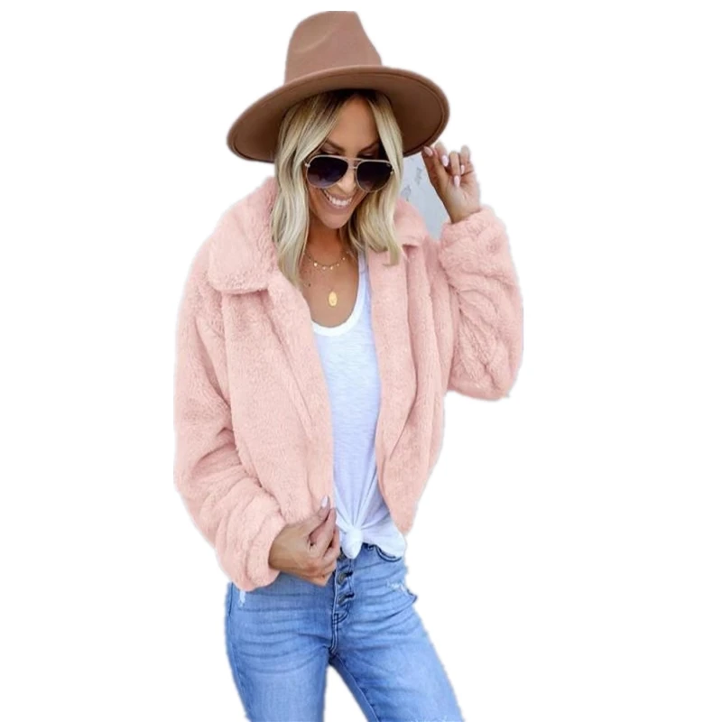 

Женская флисовая куртка из искусственного меха, свободная теплая зимняя верхняя одежда с длинным рукавом, модные плюшевые куртки и пальто