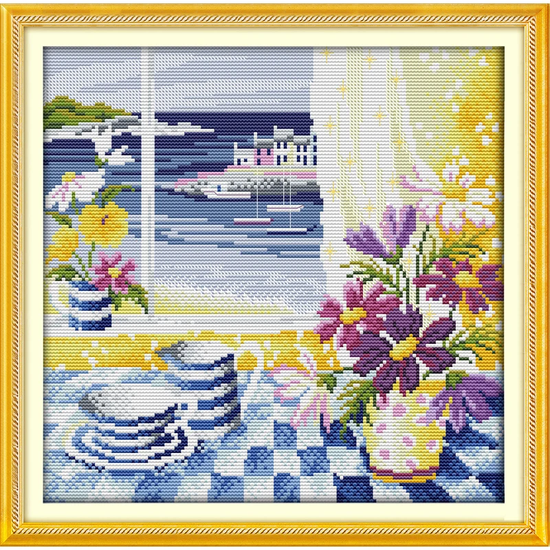 

Everlasting Love The Landscape Out Of The Window Chinese Cross Stitch Kits Ecological Cotton Stamped 11 CT New Sales Promotion