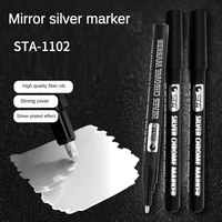 5pcslot mirrored silver paint marker metallic silver plated markers for stone pottery metal wall cloth diy drawing art supplies
