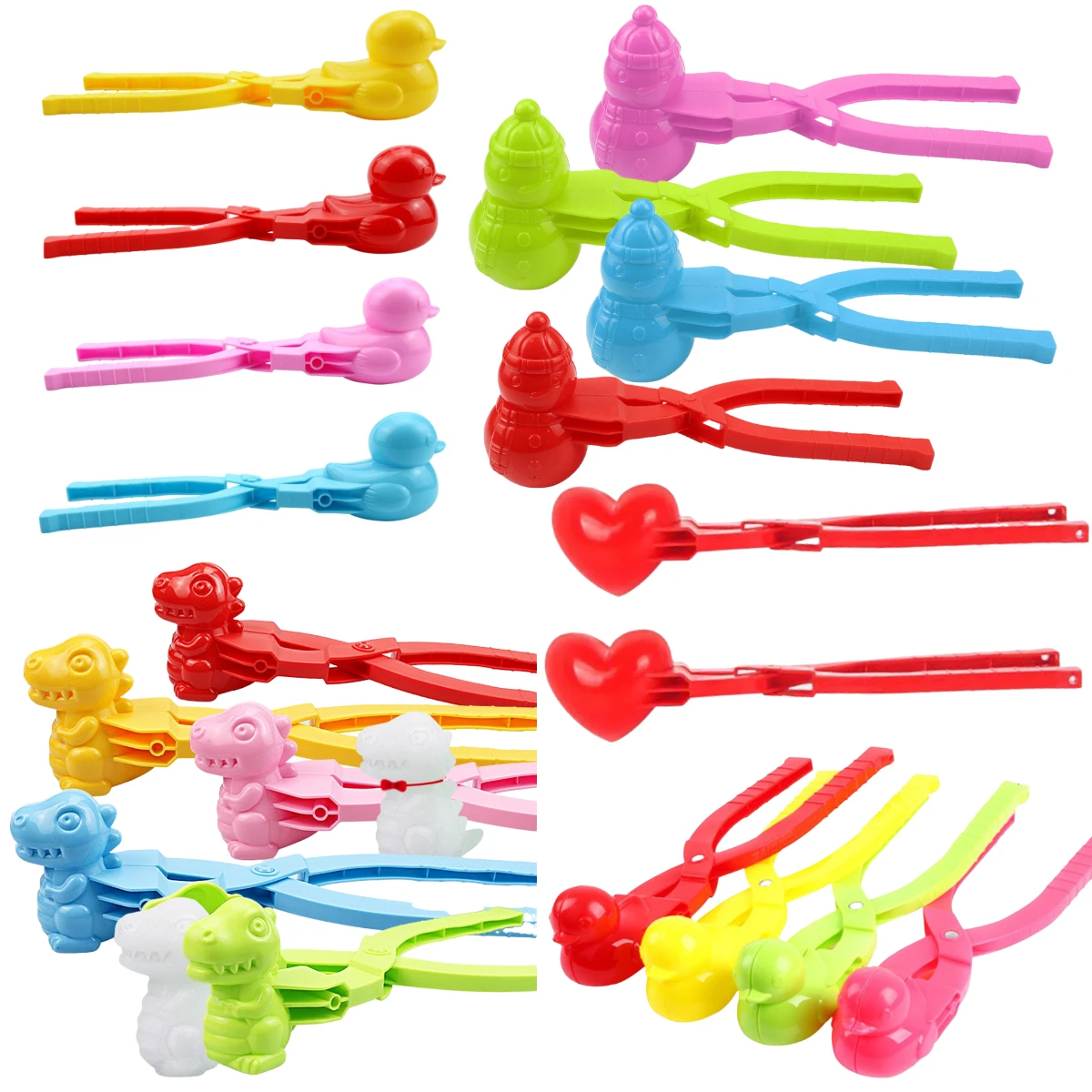 

Snowball Maker Clip Cute Snowman Duck Dinosaur Shape Tongs Kids Winter Outdoor Funny Snow Sand Mold Snowball Fight Sports Toys
