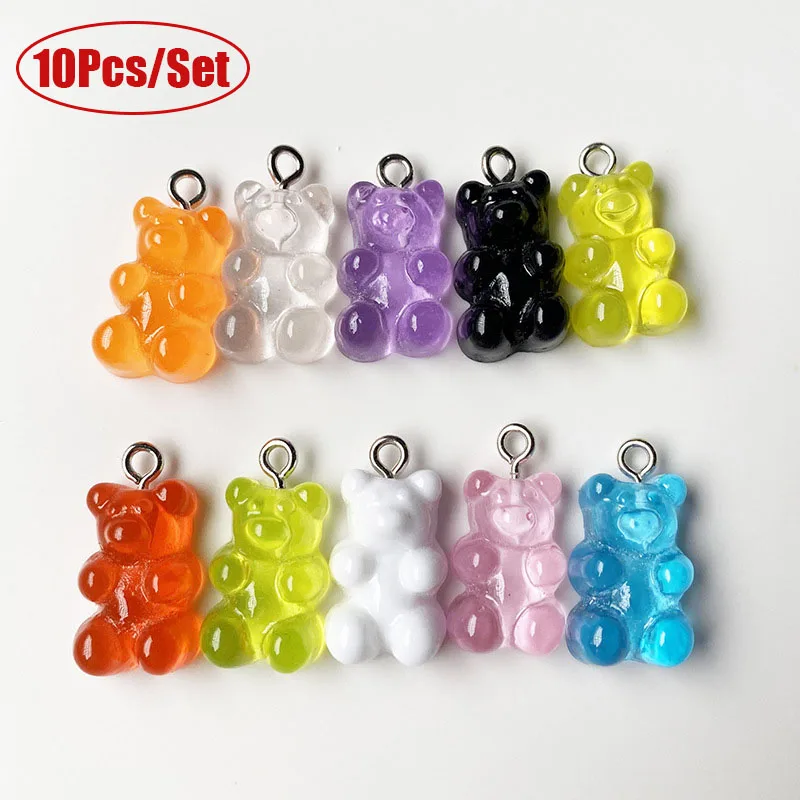 

10pcs Candy Bear Cute Resin Charms DIY Patch Findings Gummy Earrings Keychain Necklace Pendant Jewelry Decor Accessories
