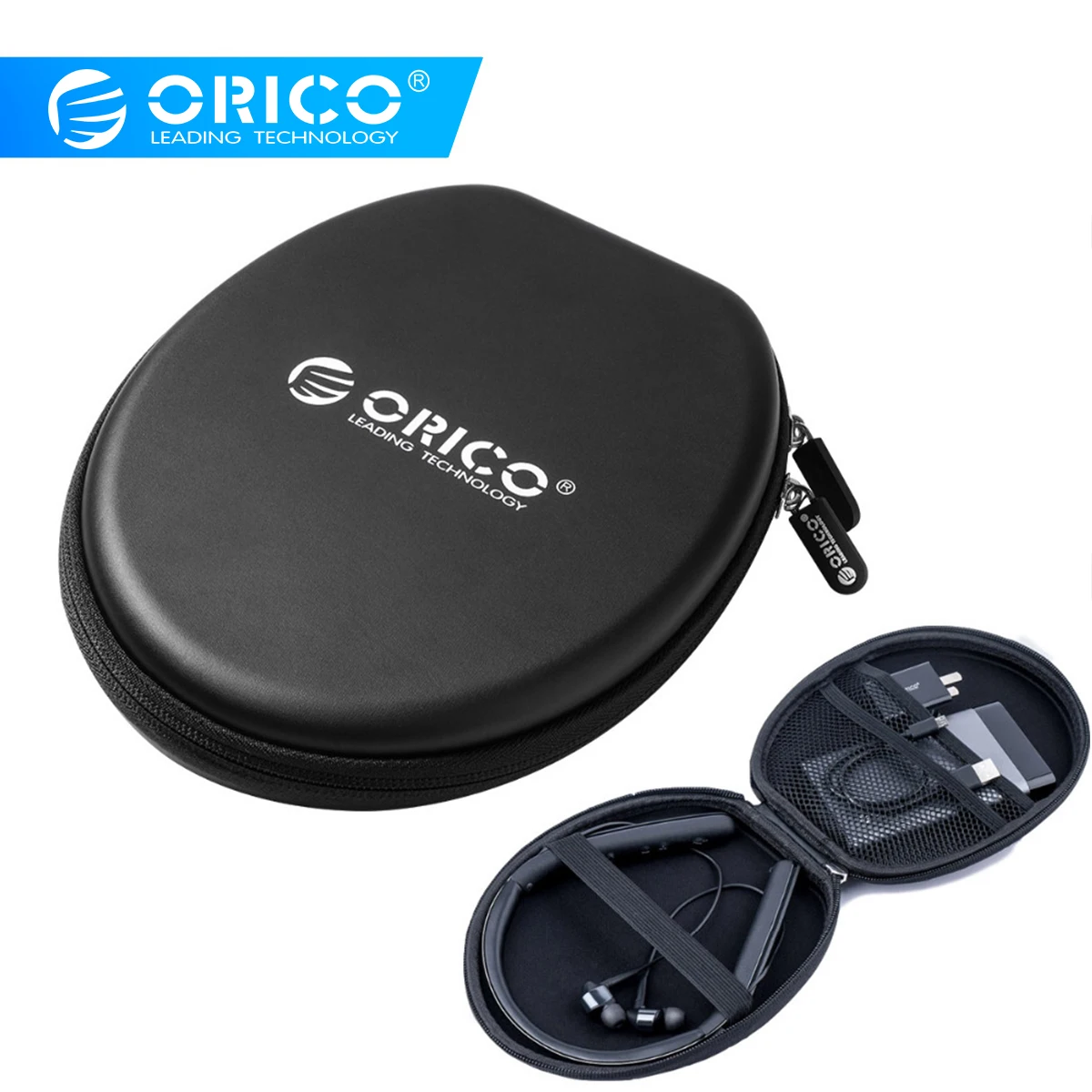 ORICO, водонепроницаемая сумка для наушников, Bluetooth, чехол для наушников, двойная подкладка, для Bluetooth, для наушников, USB кабель, внешний аккумулятор, USB зарядное устройство
