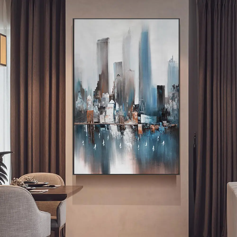 

Modern Abstract Building Canvas Painting City Landscape Poster Print Wall Art Pictures For Living Room Aisle Home Decor