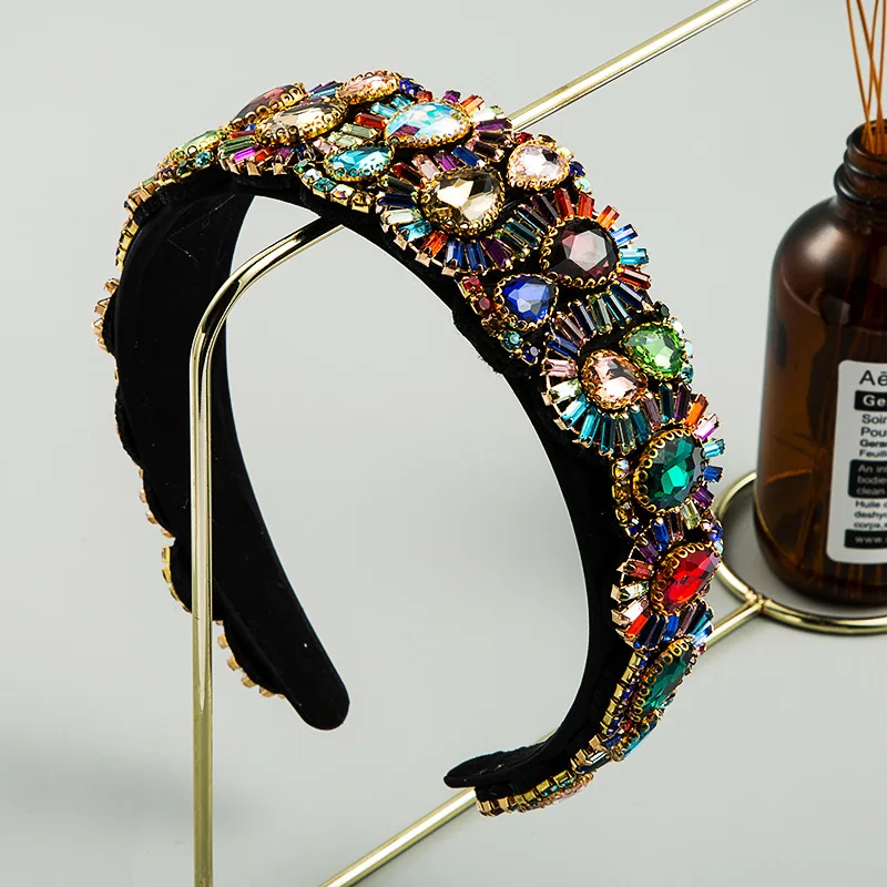 

Gorgeous Baroque Hair Jewelry Bohemian Crystal Crown Headbands Retro Exaggerated Rhinestone Tiara Hairbands For Women Wedding