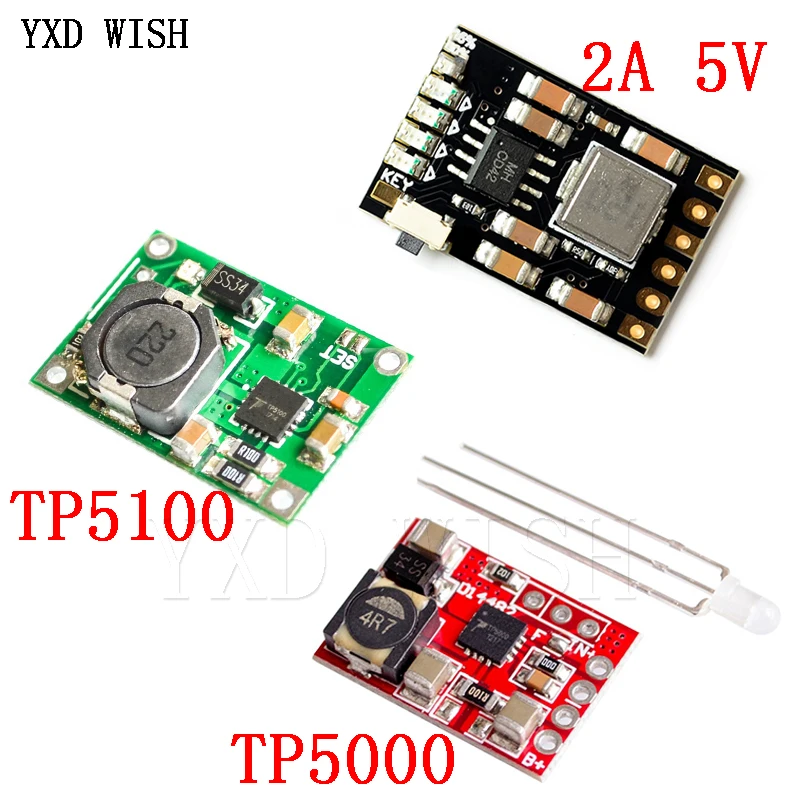 

5pcs/lot TP5100 Charging Management Power Supply TP5000 1A 2A Compatible 4.2V 8.4V Single Double Lithium Battery Charging Board