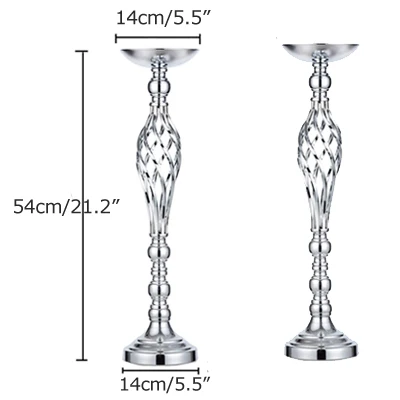 2 x 54cm Silver ERMAKOVA металлическая Цветочная композиция стойка для вазы подсвечник кронштейн канделябр главное украшение Свадебная вечеринка ужин отель украшения - Цвет: 2 x 54cm Silver