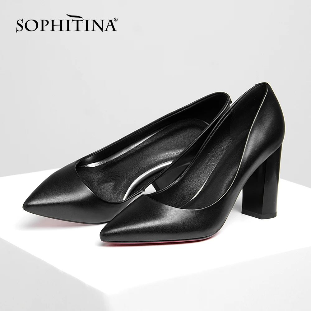 Модные кожаные женские туфли SOPHITINA элегантные и удобные на высоком каблуке