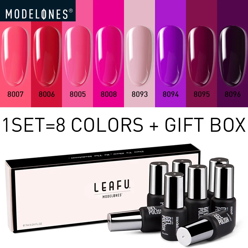 Modelones 8 шт. фиолетовый цвет серия светодиодный Гель лак для ногтей весенний УФ