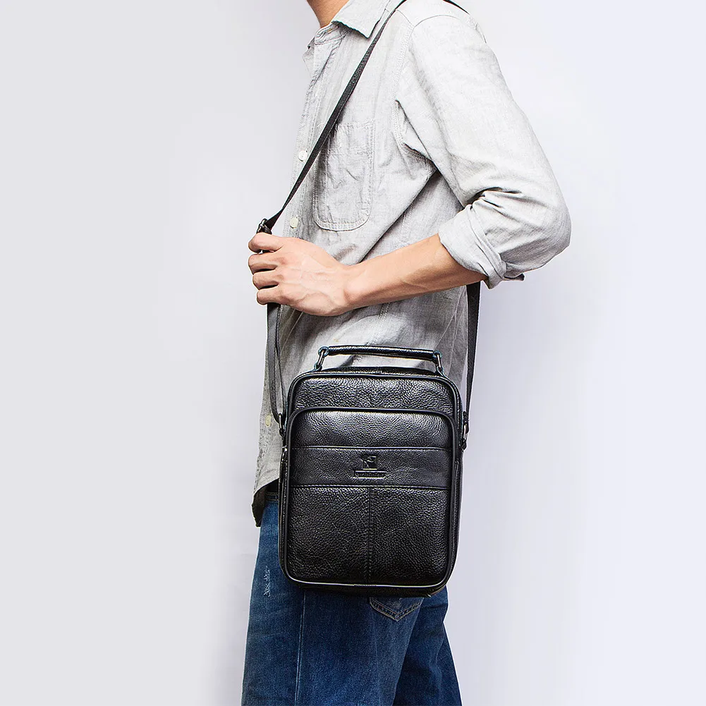 

New Men Crossbody Bag Multi-function Handbags Large Capacity Split Leather Bag For Man Small Quality Messenger Bags Tote Bag