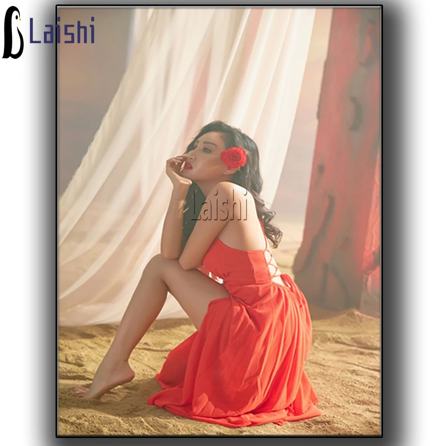 

Fashion beauty model Portrait Painting Diamond Art Embroidery Fashion Girl Diy Cross Stitch full round square drill Wall Decor